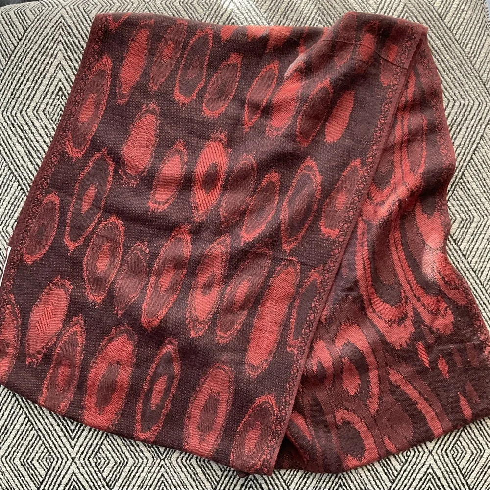 Pashmina silk infinity scarf rust orange brown